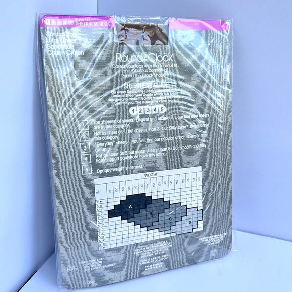 Round The Clock Pantyhose Control Top Ultra Sheer B Bare Beige Style 147 - Picture 2 of 3